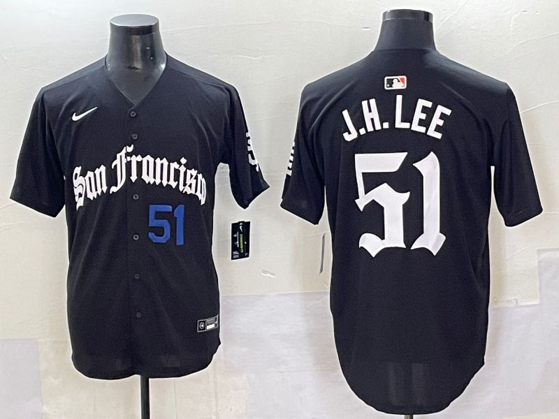 Men 2025 San Francisco Giants 51 J.H.Lee Black Five generations Joint Name Nike MLB Jersey style 47